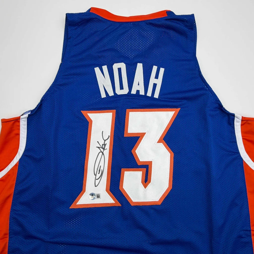 Autographed Joakim Noah Florida Blue College Basketball Jersey Beckett BAS COA | Certified Authentic Signed Memorabilia | vintageantiquesgifts.com