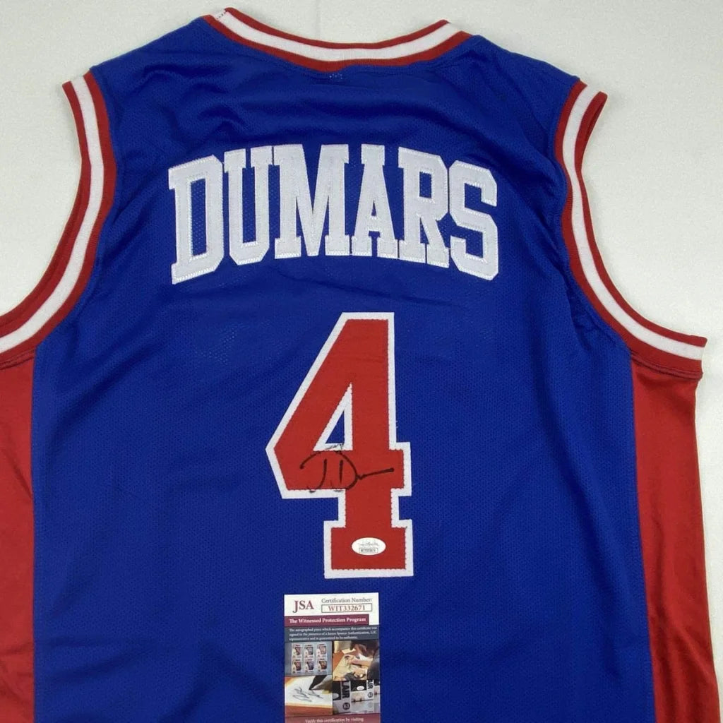 Autographed Joe Dumars Detroit Blue Basketball Jersey JSA COA | Certified Authentic Signed Memorabilia | vintageantiquesgifts.com