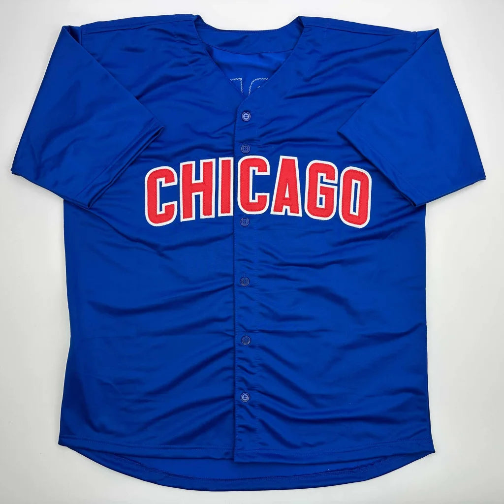 Autographed Joe Maddon Chicago royal blue custom jersey, professional sports league