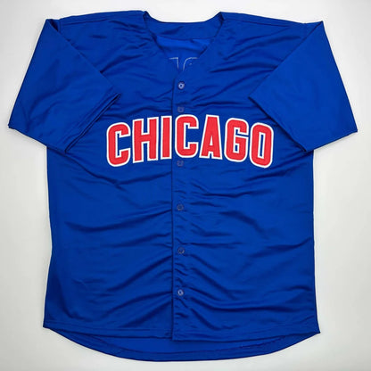 Autographed Joe Maddon Chicago royal blue custom jersey, professional sports league