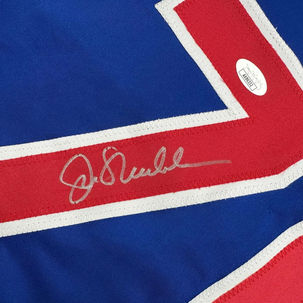 Autographed Joe Maddon Chicago blue baseball jersey with silver embroidery, JSA COA