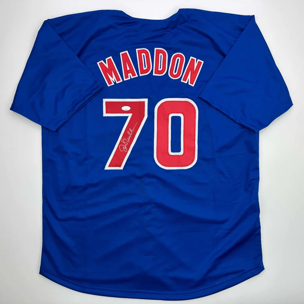 Autographed Joe Maddon custom Chicago Blue baseball jersey with number 70