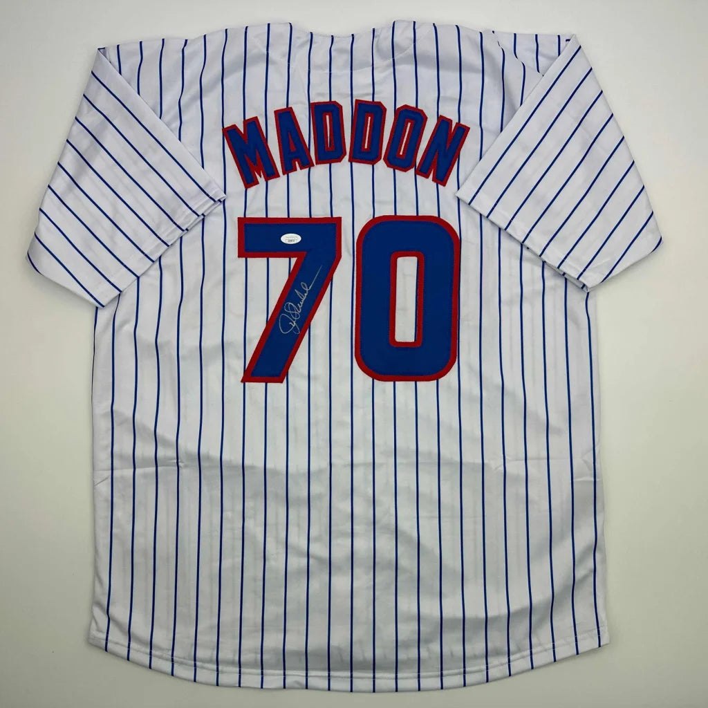 Autographed Joe Maddon Chicago Pinstripe Baseball Jersey JSA COA | Hall of Fame Sports Memorabilia | vintageantiquesgifts.com