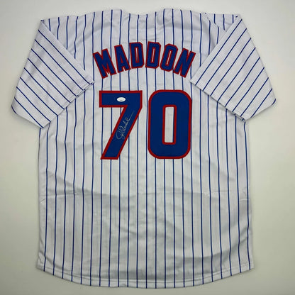 Autographed Joe Maddon Chicago Pinstripe Baseball Jersey JSA COA | Hall of Fame Sports Memorabilia | vintageantiquesgifts.com