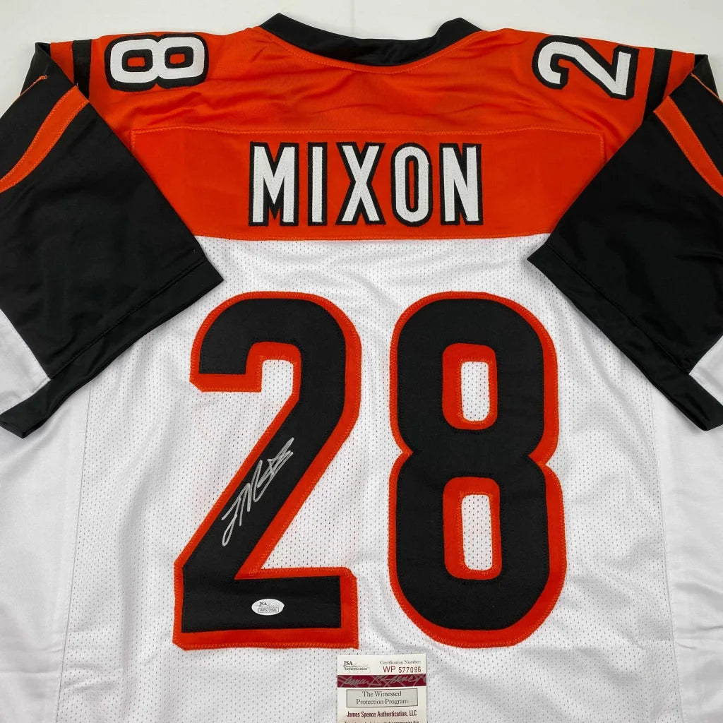 Autographed Joe Mixon Cincinnati White Football Jersey JSA COA | Certified Authentic Signed Memorabilia | vintageantiquesgifts.com
