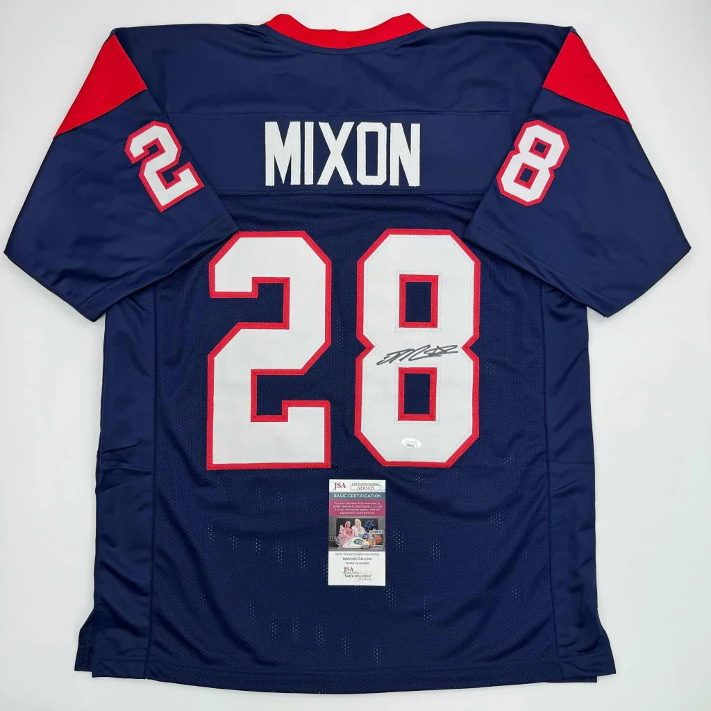 Autographed Joe Mixon Houston Blue Football Jersey JSA COA | Hall of Fame Sports Memorabilia | vintageantiquesgifts.com