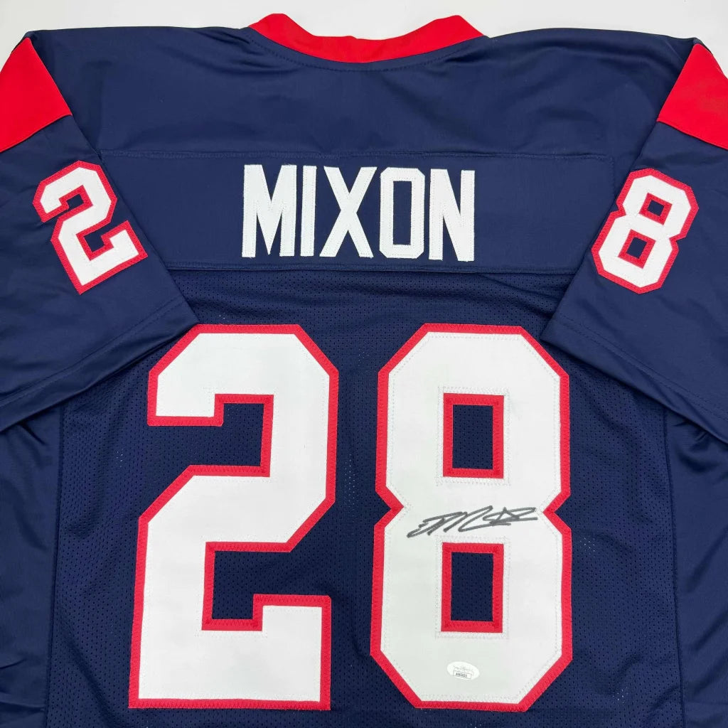 Autographed Joe Mixon Houston Blue Football Jersey JSA COA | Certified Authentic Signed Memorabilia | vintageantiquesgifts.com