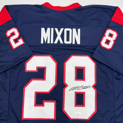 Autographed Joe Mixon Houston Blue Football Jersey JSA COA | Certified Authentic Signed Memorabilia | vintageantiquesgifts.com