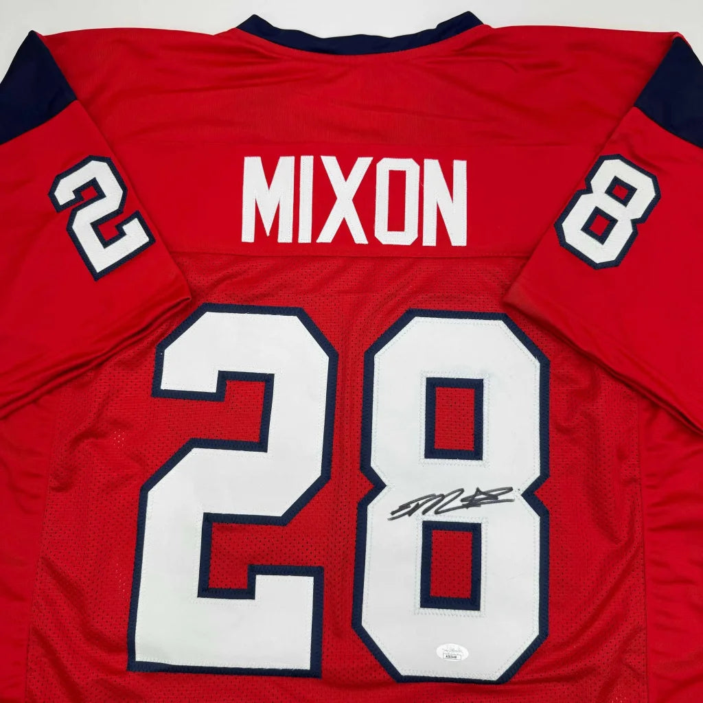 Autographed Joe Mixon custom red Houston football jersey, number 28
