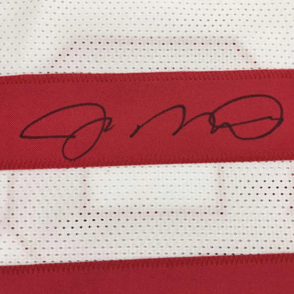 Autographed Joe Montana San Francisco 49ers white custom jersey with red stripes