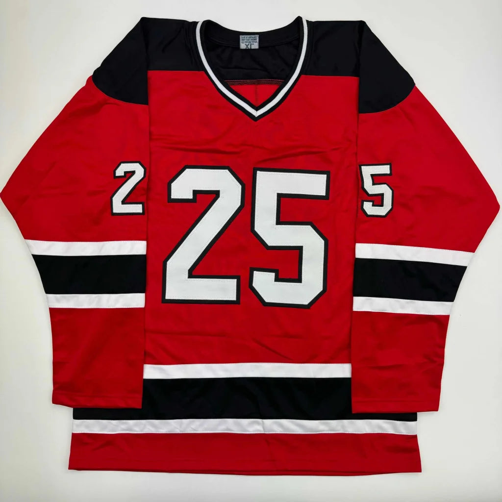 Autographed Joe Nieuwendyk New Jersey Red Hockey Jersey JSA COA | Authenticated Signed Sports Jersey | vintageantiquesgifts.com