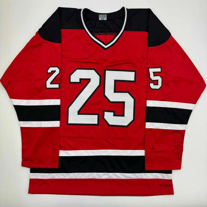 Autographed Joe Nieuwendyk New Jersey Red Hockey Jersey JSA COA | Authenticated Signed Sports Jersey | vintageantiquesgifts.com