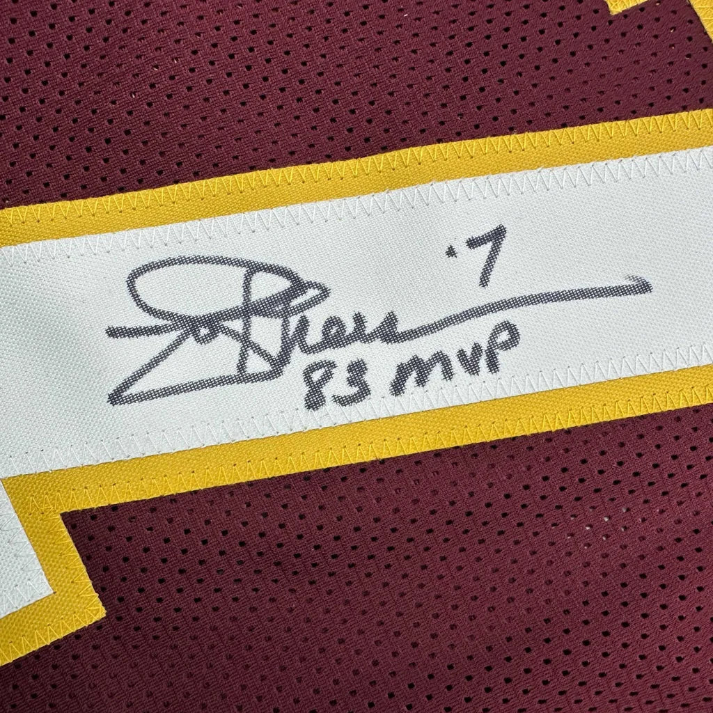 Autographed maroon and gold professional sports league custom jersey for collectors