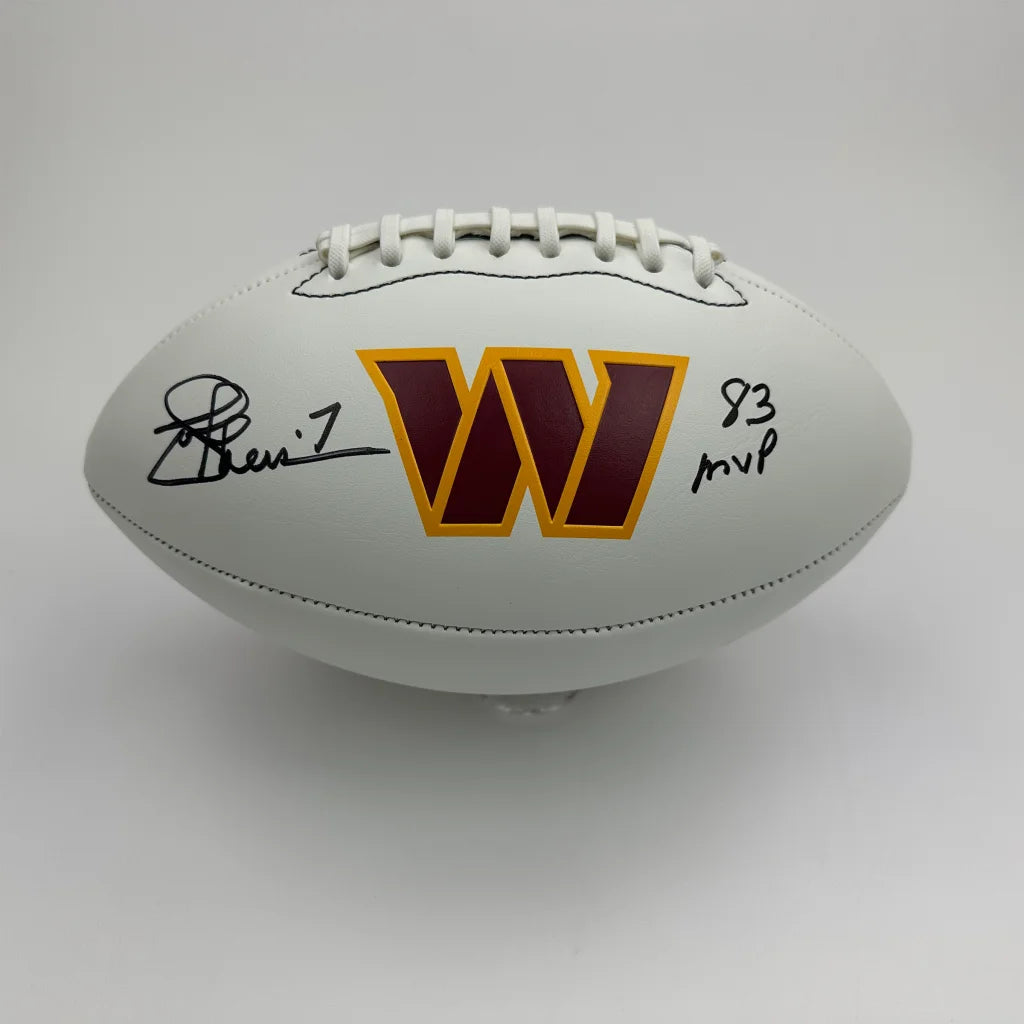 Autographed white Football with Washington Commanders W logo for Authentic Autographed Football