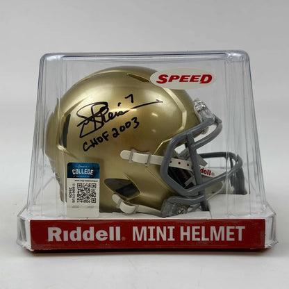 Autographed Joe Theismann CHOF 2003 Notre Dame Fighting Irish Mini Football Helmet JSA COA | Authenticated Signed Sports Collectible | vintageantiquesgifts.com