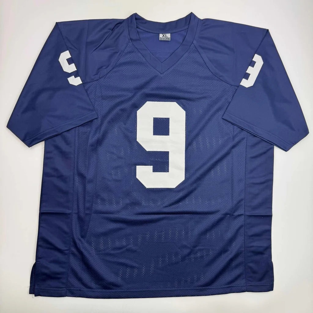 Autographed Joey Porter Jr. Penn State navy blue custom jersey with white number 9