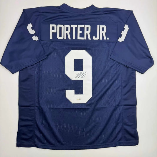 Autographed Joey Porter Jr. Penn State Blue College Football Jersey Beckett BAS COA | Hall of Fame Sports Memorabilia | vintageantiquesgifts.com
