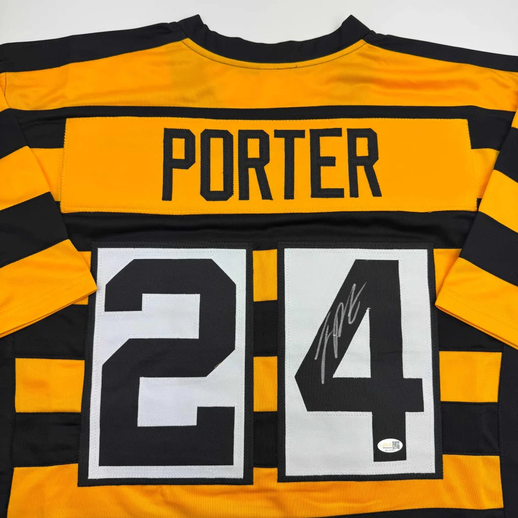 Autographed Joey Porter Jr. Pittsburgh Bumble Bee Football Jersey JSA COA | Certified Authentic Signed Memorabilia | vintageantiquesgifts.com