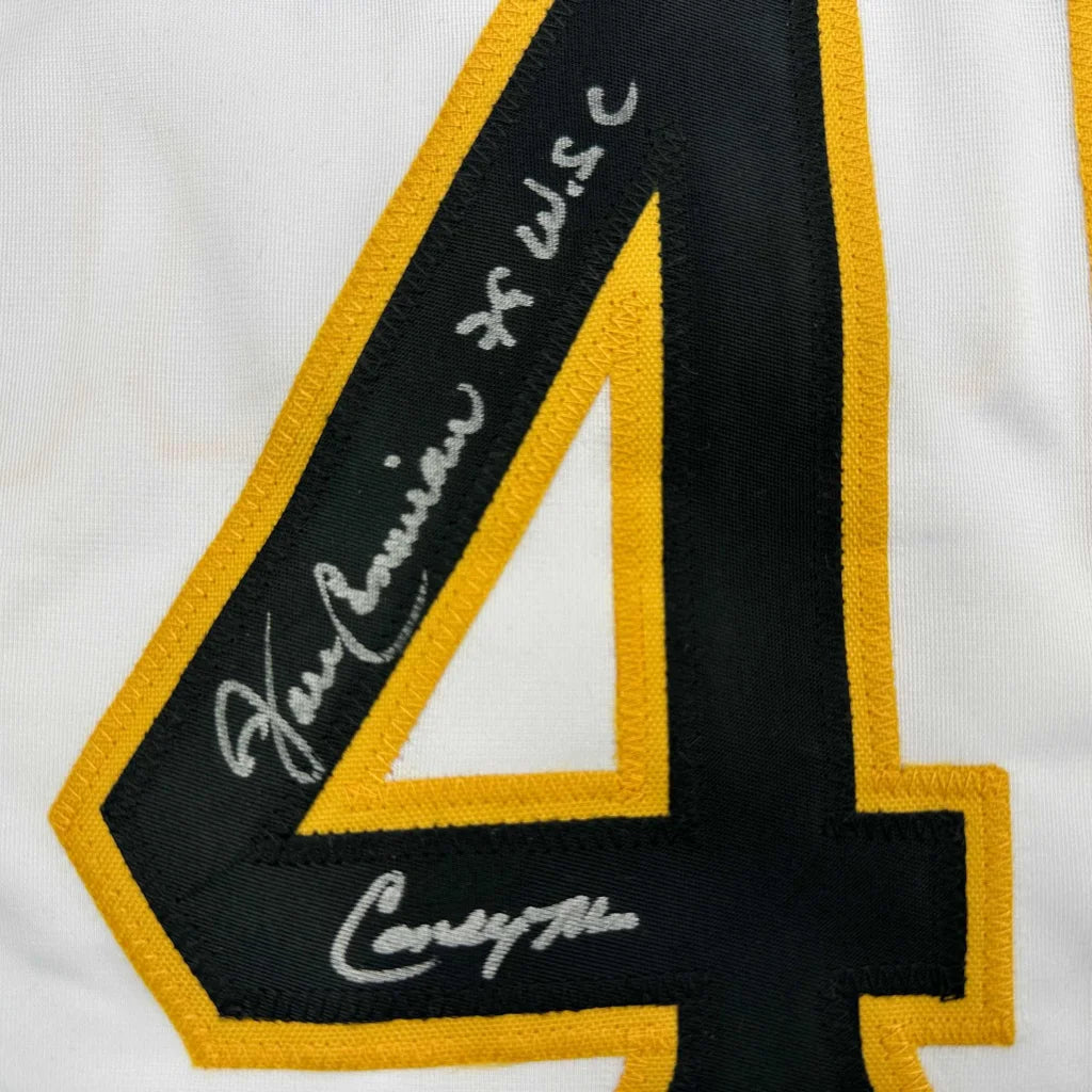 Autographed Pittsburgh white custom jersey with Ken Caminiti signatures