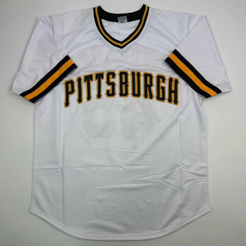 Autographed John Candelaria Pittsburgh white custom jersey, professional sports league