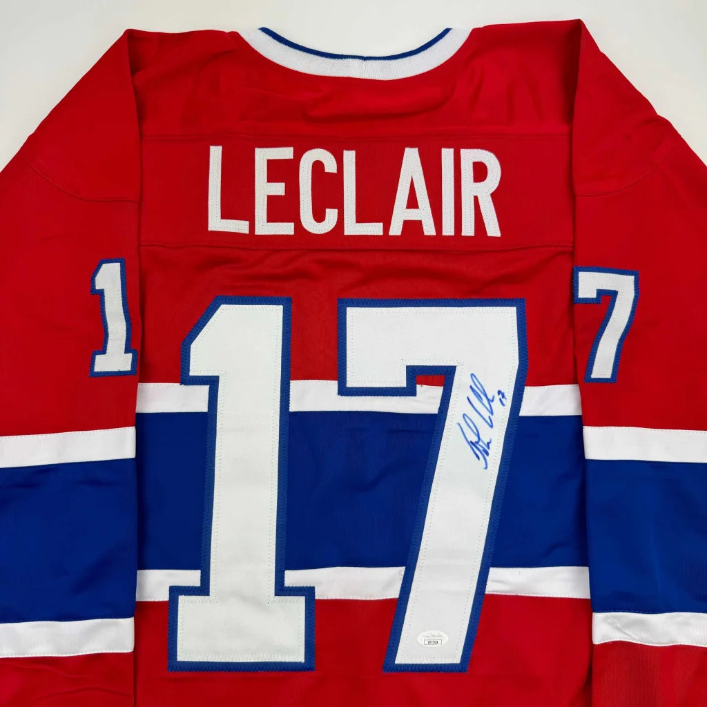 Autographed John LeClair red Montreal Canadiens custom jersey, number 17