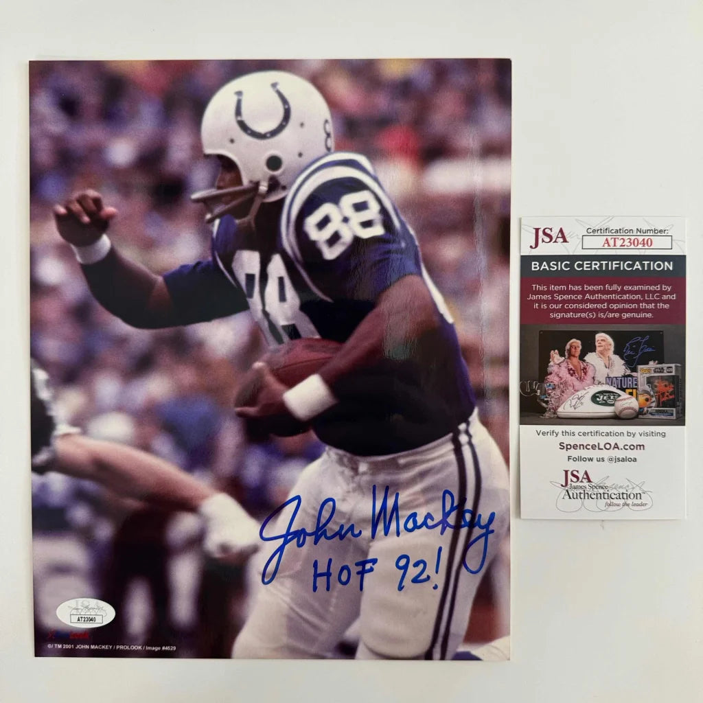 Autographed John Mackey Indianapolis Colts 8x10 Football Photo JSA COA #2 | Hall of Fame Sports Memorabilia | vintageantiquesgifts.com