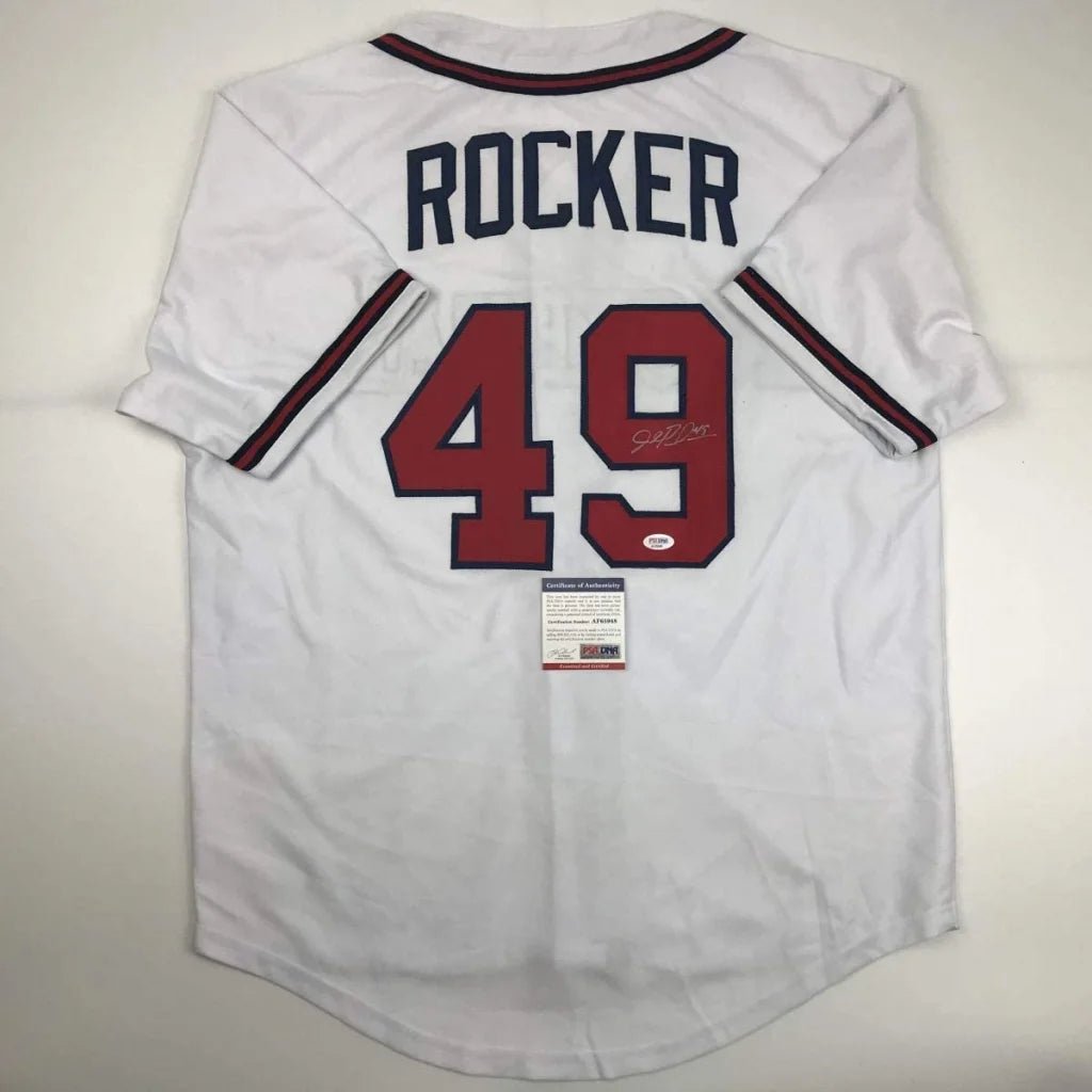 Autographed John Rocker Atlanta Braves white custom jersey with number 49, PSA/DNA COA