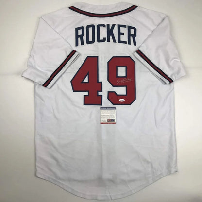 Autographed John Rocker Atlanta Braves white custom jersey with number 49, PSA/DNA COA