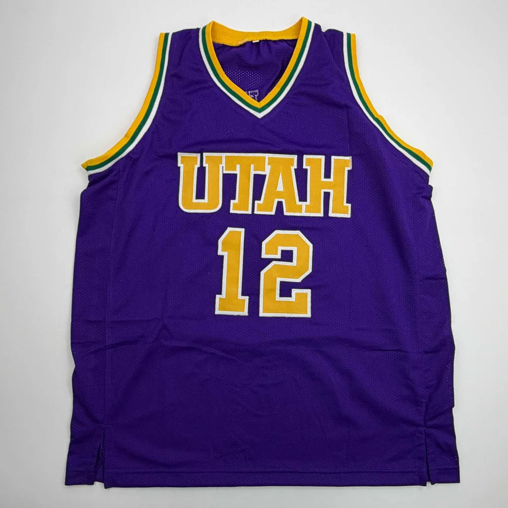 Autographed John Stockton Utah Purple Basketball Jersey Beckett BAS COA | Authenticated Signed Sports Jersey | vintageantiquesgifts.com