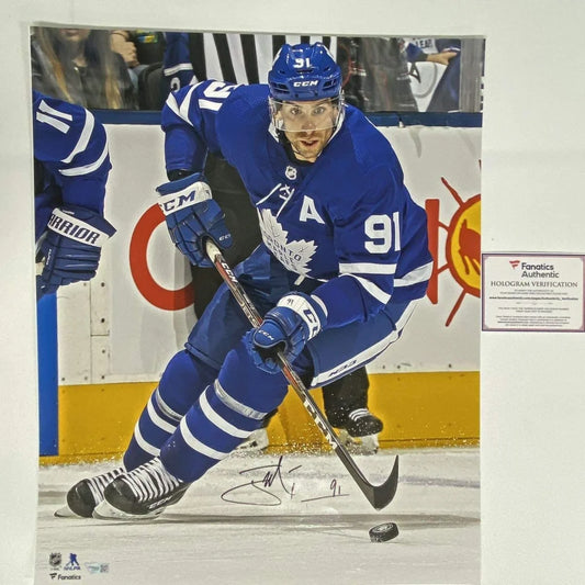 Autographed John Tavares Toronto Maple Leafs alternate captain jersey photo