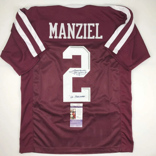 Autographed Johnny Manziel 12 Heisman Texas A&M Maroon College Football Jersey JSA COA | Hall of Fame Sports Memorabilia | vintageantiquesgifts.com
