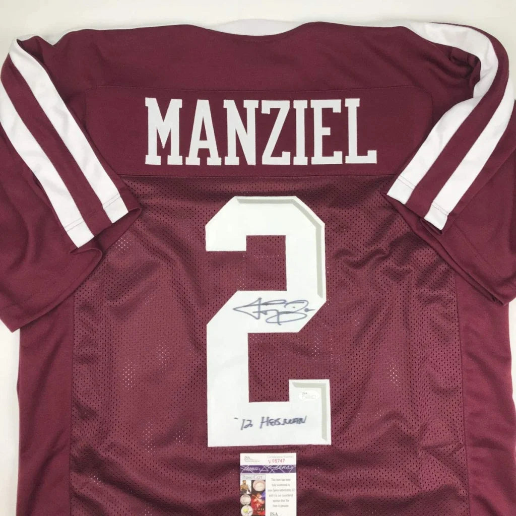 Autographed Johnny Manziel custom jersey, Texas A&M maroon with name and number 2