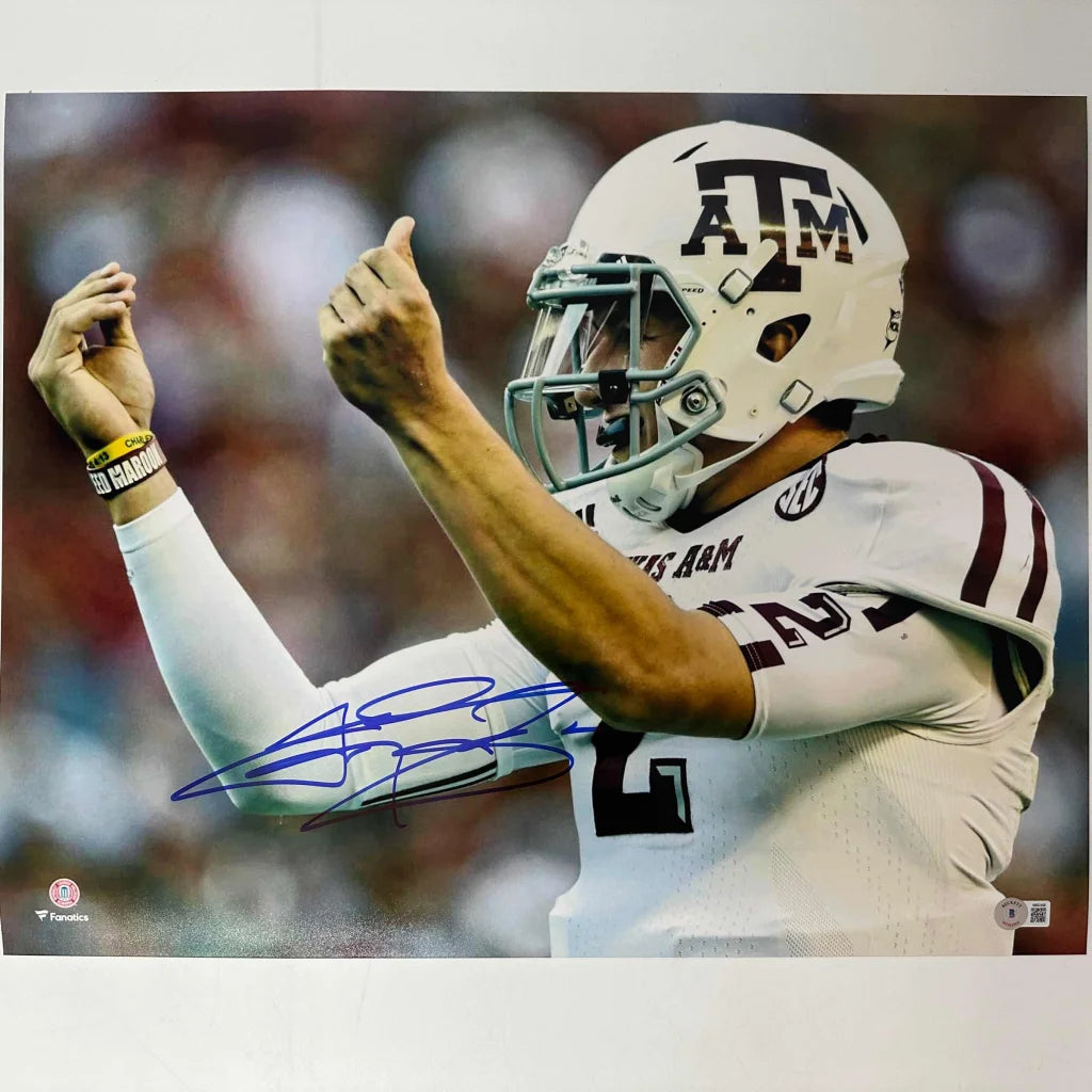 Autographed Johnny Manziel Money Sign Texas A&M Aggies 16x20 College Football Photo Beckett BAS COA | Hall of Fame Sports Memorabilia | vintageantiquesgifts.com