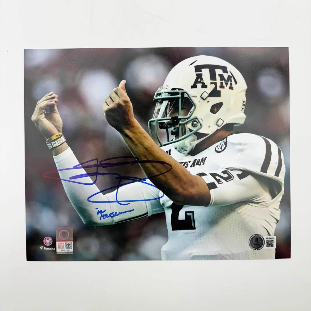 Autographed Johnny Manziel money sign Texas A&M Aggies 8x10 photo