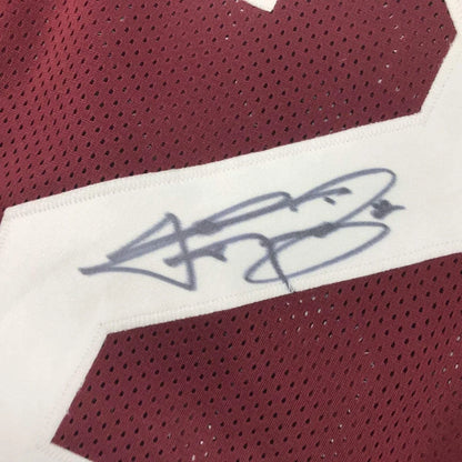 Autographed Johnny Manziel custom jersey on maroon Texas A&M mesh with gray ink signature
