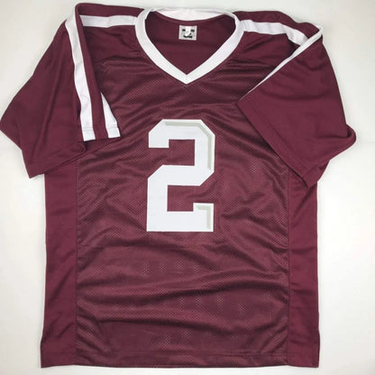 Autographed Johnny Manziel Texas A&M maroon custom jersey number 2