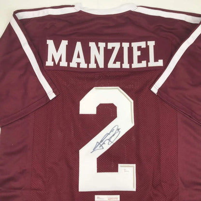 Autographed Johnny Manziel Texas A&M maroon custom jersey number 2
