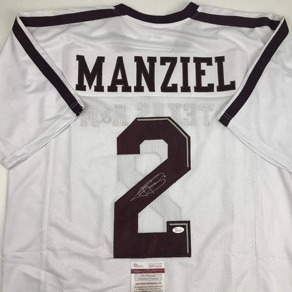 Johnny Manziel autographed Texas A&M Aggies white college football jersey front view number 2 JSA COA
