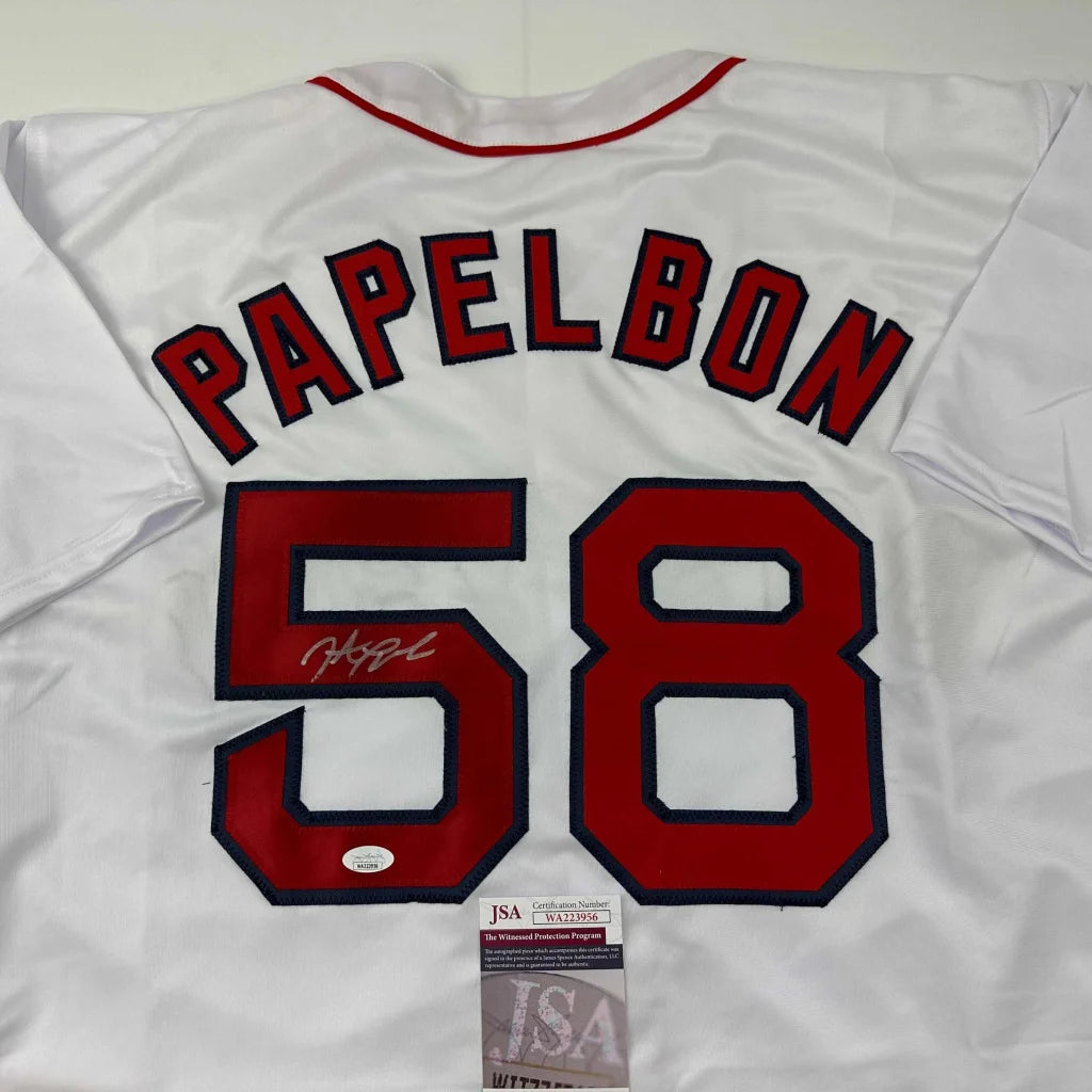 Autographed Jonathan Papelbon Boston White Baseball Jersey JSA COA | Certified Authentic Signed Memorabilia | vintageantiquesgifts.com
