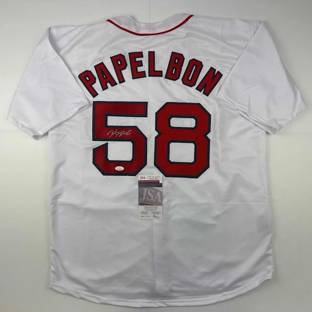 Autographed Jonathan Papelbon Boston White Baseball Jersey JSA COA | Hall of Fame Sports Memorabilia | vintageantiquesgifts.com