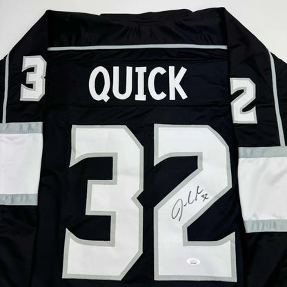 Autographed Jonathan Quick Los Angeles LA Black Hockey Jersey JSA COA | Certified Authentic Signed Memorabilia | vintageantiquesgifts.com