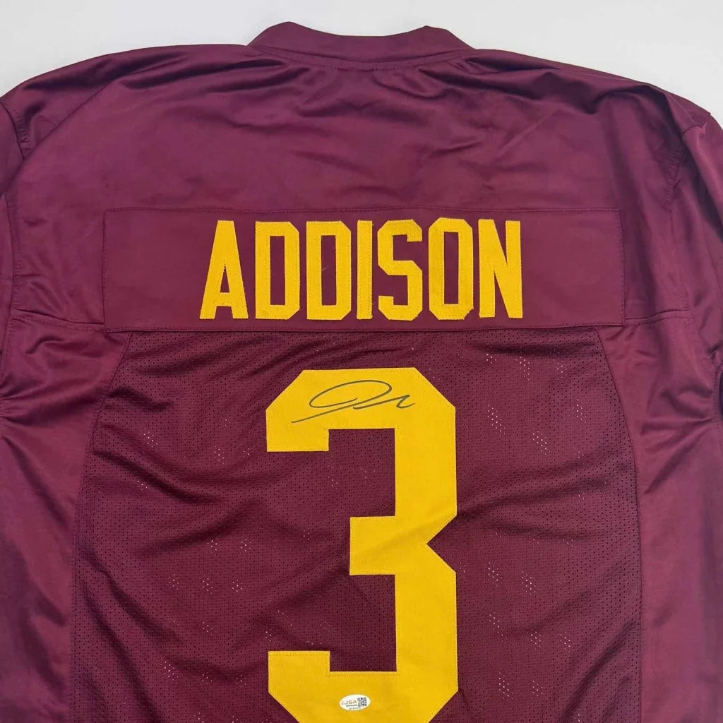 Autographed Jordan Addison USC Southern Cal Red College Football Jersey JSA COA | Certified Authentic Signed Memorabilia | vintageantiquesgifts.com
