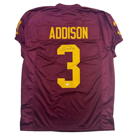 Autographed Jordan Addison USC Southern Cal Red College Football Jersey JSA COA | Hall of Fame Sports Memorabilia | vintageantiquesgifts.com
