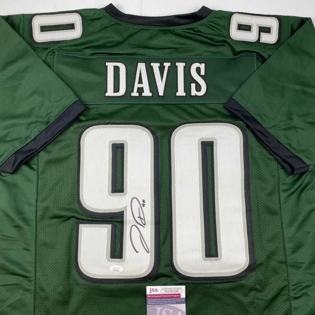 Authentic green Jordan Davis custom jersey with JSA COA