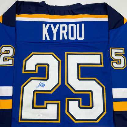 Autographed Jordan Kyrou hockey jersey with KYROU 25 sports memorabilia item
