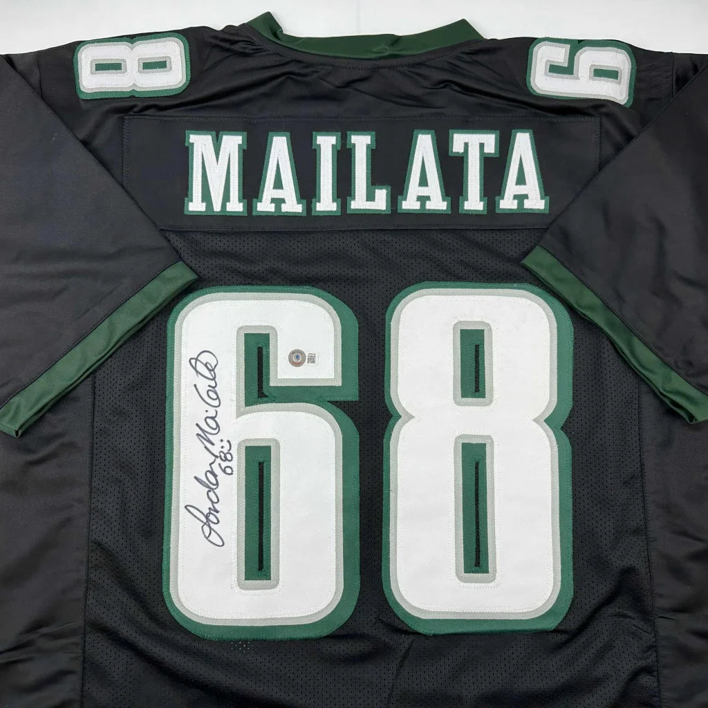 Black green white Mailata #68 custom jersey with autograph from professional sports league