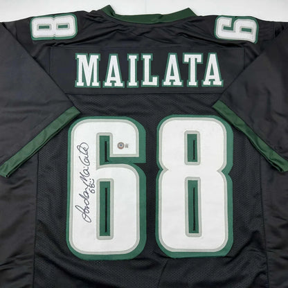 Black green white Mailata #68 custom jersey with autograph from professional sports league