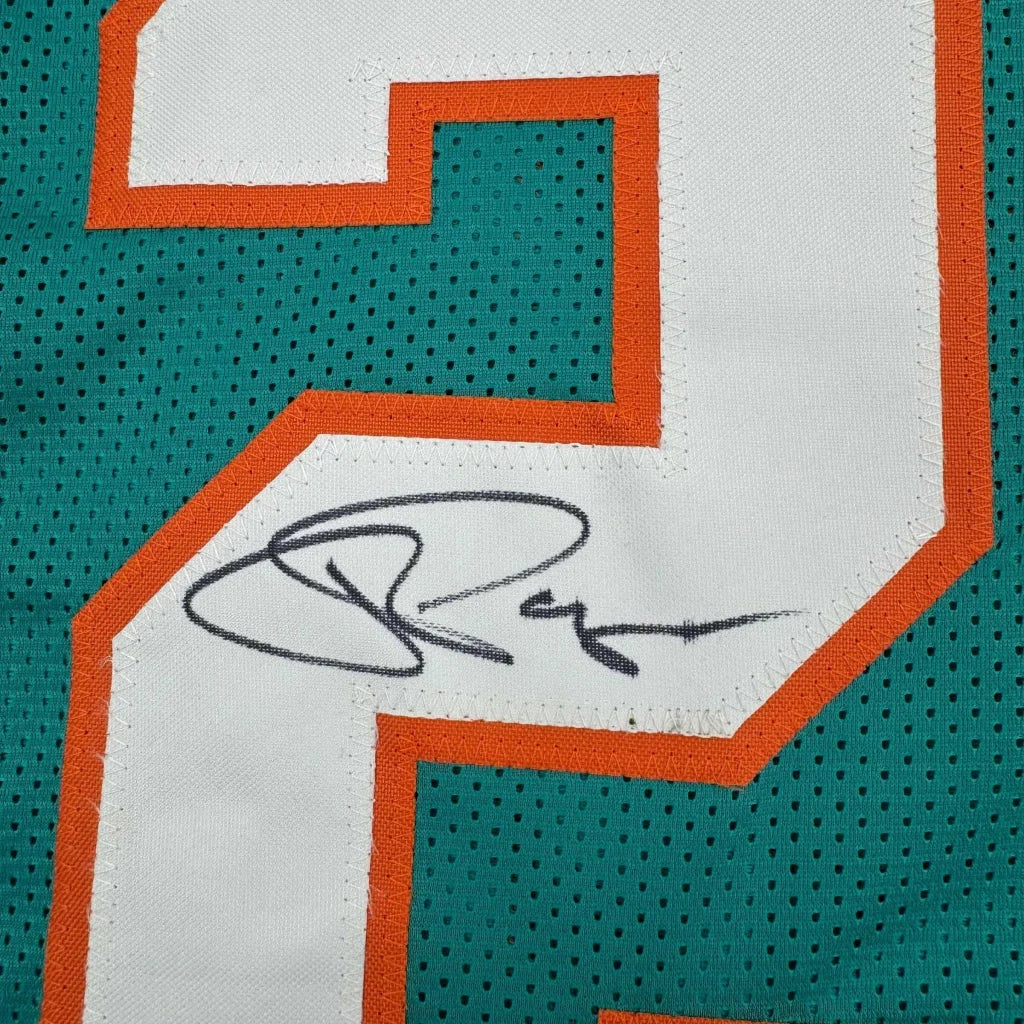 Autographed Jordan Poyer Miami Teal Football Jersey Beckett BAS COA | Authenticated Signed Sports Jersey | vintageantiquesgifts.com