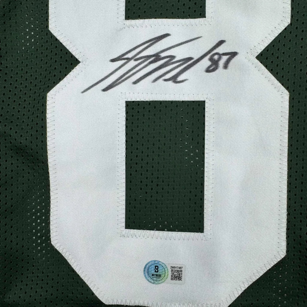 Autographed Jordy Nelson Green Bay Packers green jersey back with number 8