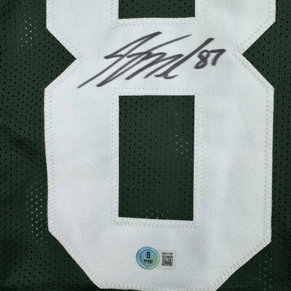 Autographed Jordy Nelson Green Bay Packers green jersey back with number 8